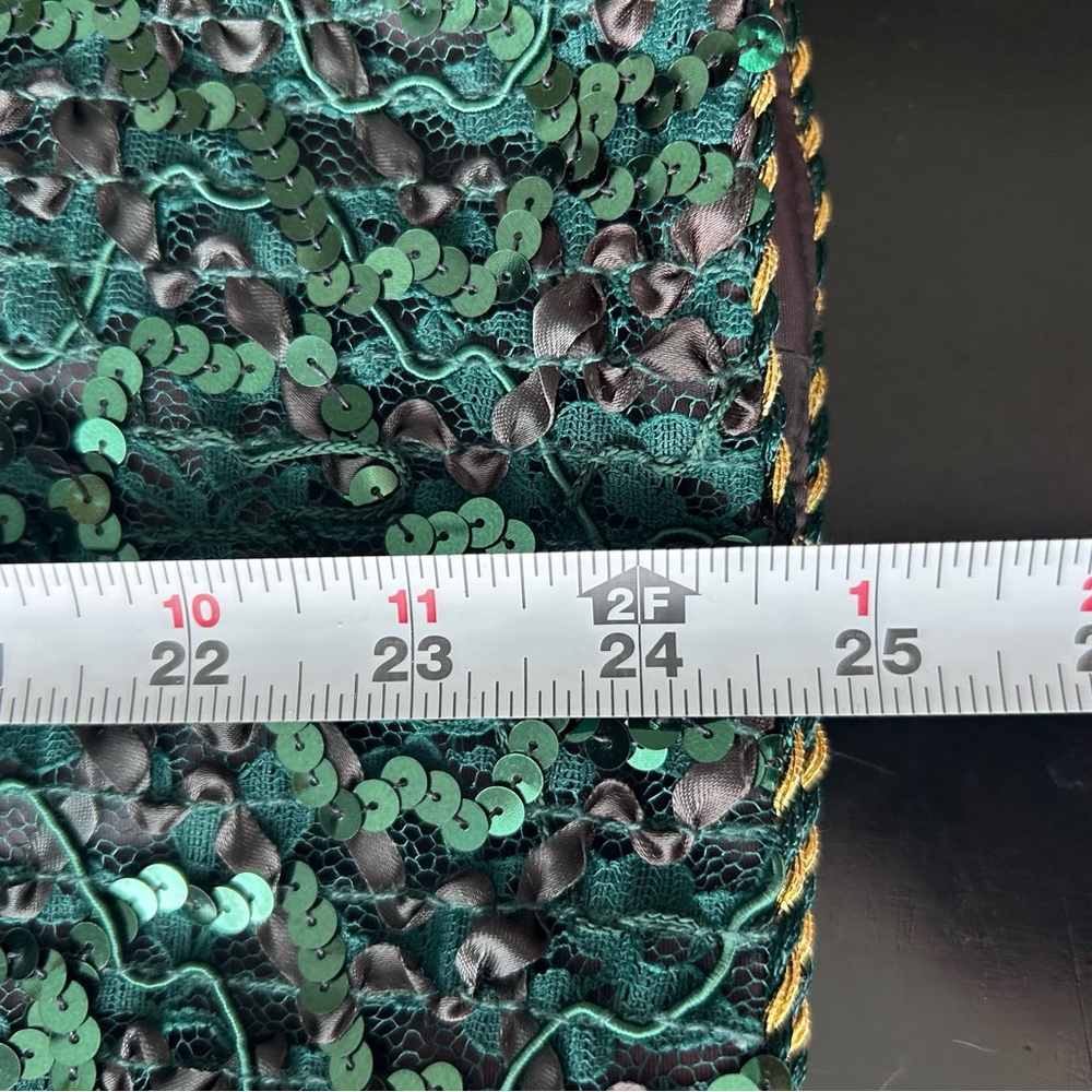 Karen Lawrence By Matthew Sequin Jacket Green 8 Vintage Gold Cord Detail Glam - Picture 10 of 15